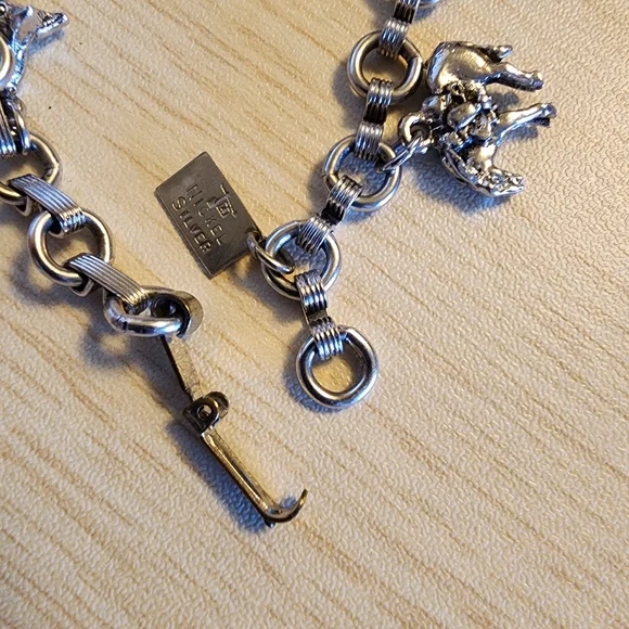 Wyoming Charm Bracelet Western Themed Nickel & Sterling Silver Charms Cowboy